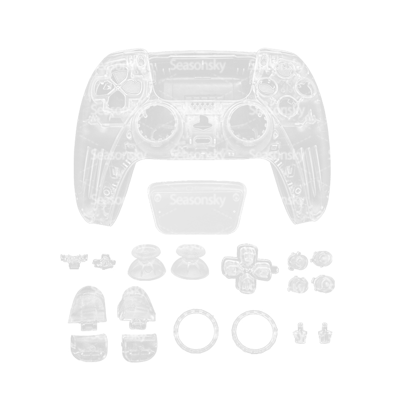 For PS5 Controller DIY Case Replacement With Crystal Joystick Caps