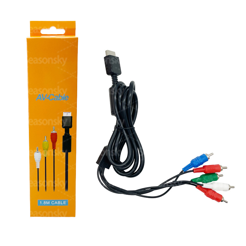 For PS2 1.8m Audio Video To 3 RCA AV Cable