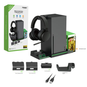 For Xbox Series X TYX-1622 Vertical Stand 10 Game Card Slots Headphone Hook Controller Battery