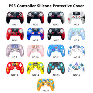 For PS5 Silicone Case Soft Protective Case with Thumb Grip Caps and Sticker